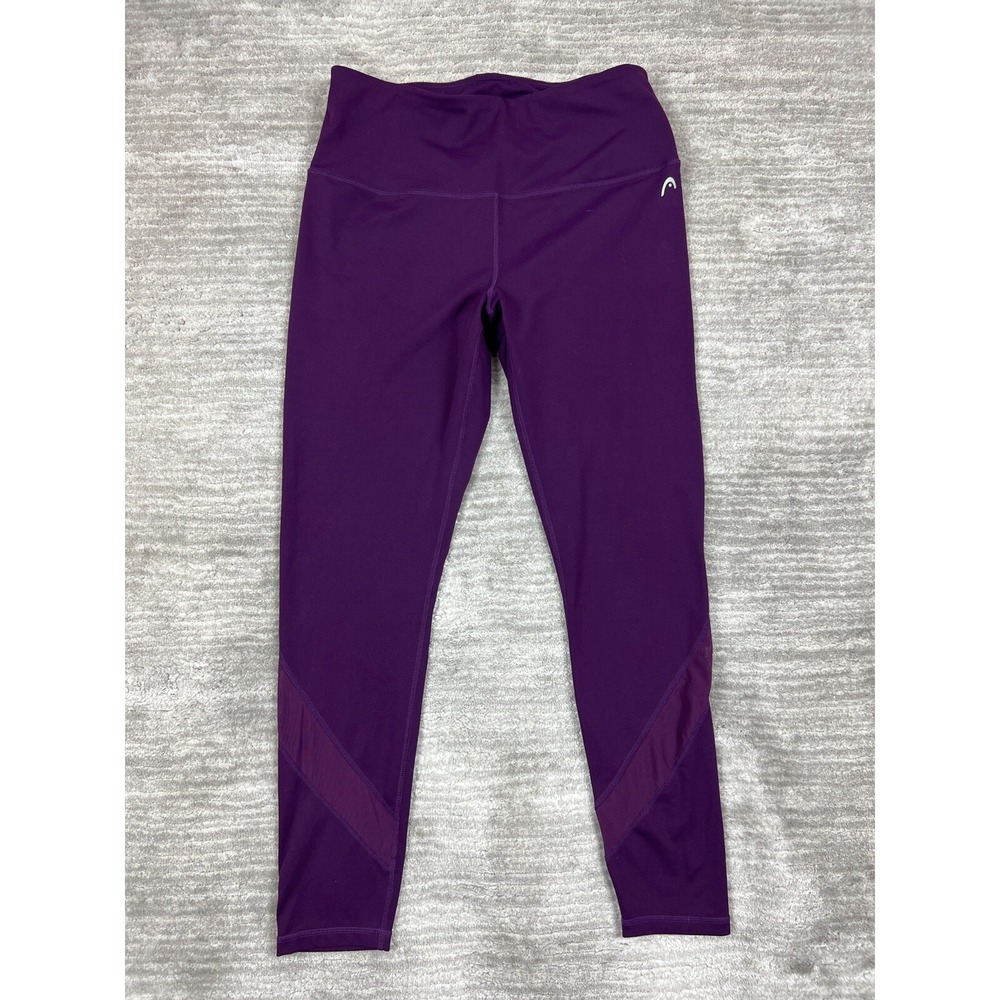 HEAD Leggings Womens L‎ Purple High Rise Mesh Panel Activewear Workout Ankle